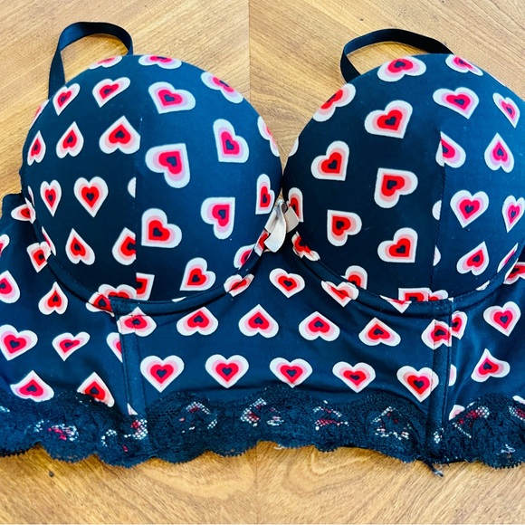 ADORE ME Bra 32C Meissa Balconette Push Up BR-07441-BAL Hearts Pattern - Picture 7 of 7